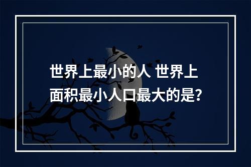 世界上最小的人 世界上面积最小人口最大的是？