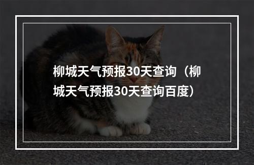 柳城天气预报30天查询（柳城天气预报30天查询百度）