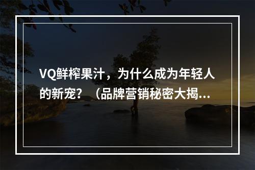 vq鲜榨果汁，为什么成为年轻人的新宠？（品牌营销秘密大揭露）