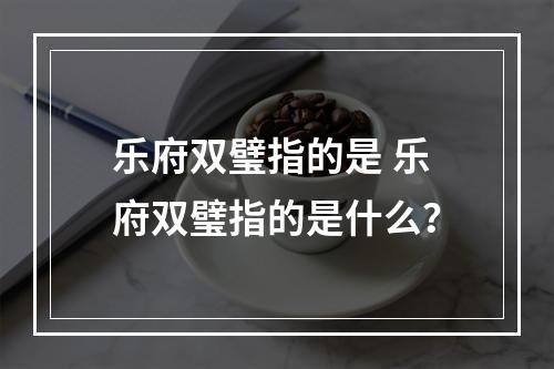 乐府双璧指的是 乐府双璧指的是什么？