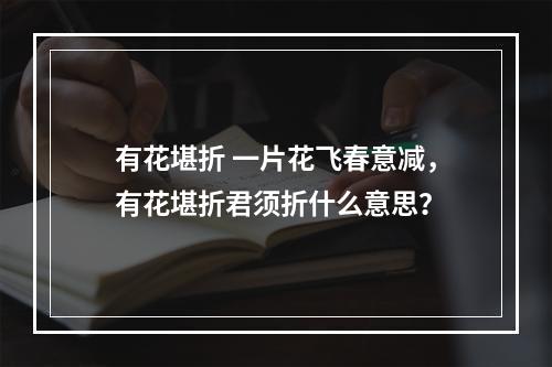 有花堪折 一片花飞春意减，有花堪折君须折什么意思？