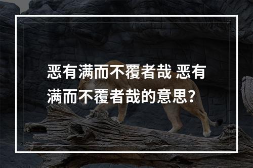 恶有满而不覆者哉 恶有满而不覆者哉的意思？