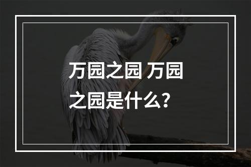 万园之园 万园之园是什么？