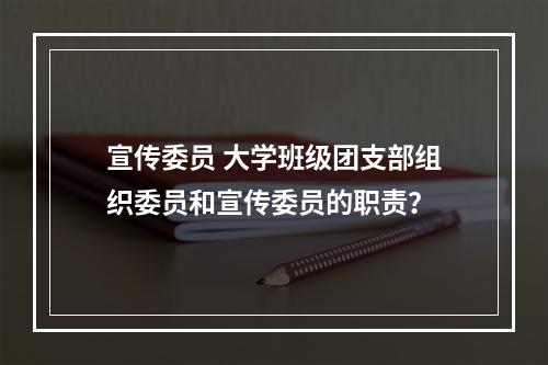 宣传委员 大学班级团支部组织委员和宣传委员的职责？