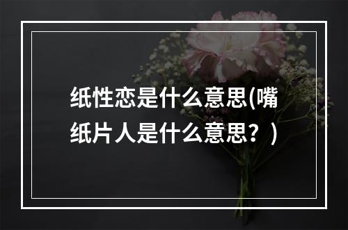 纸性恋是什么意思(嘴纸片人是什么意思？)